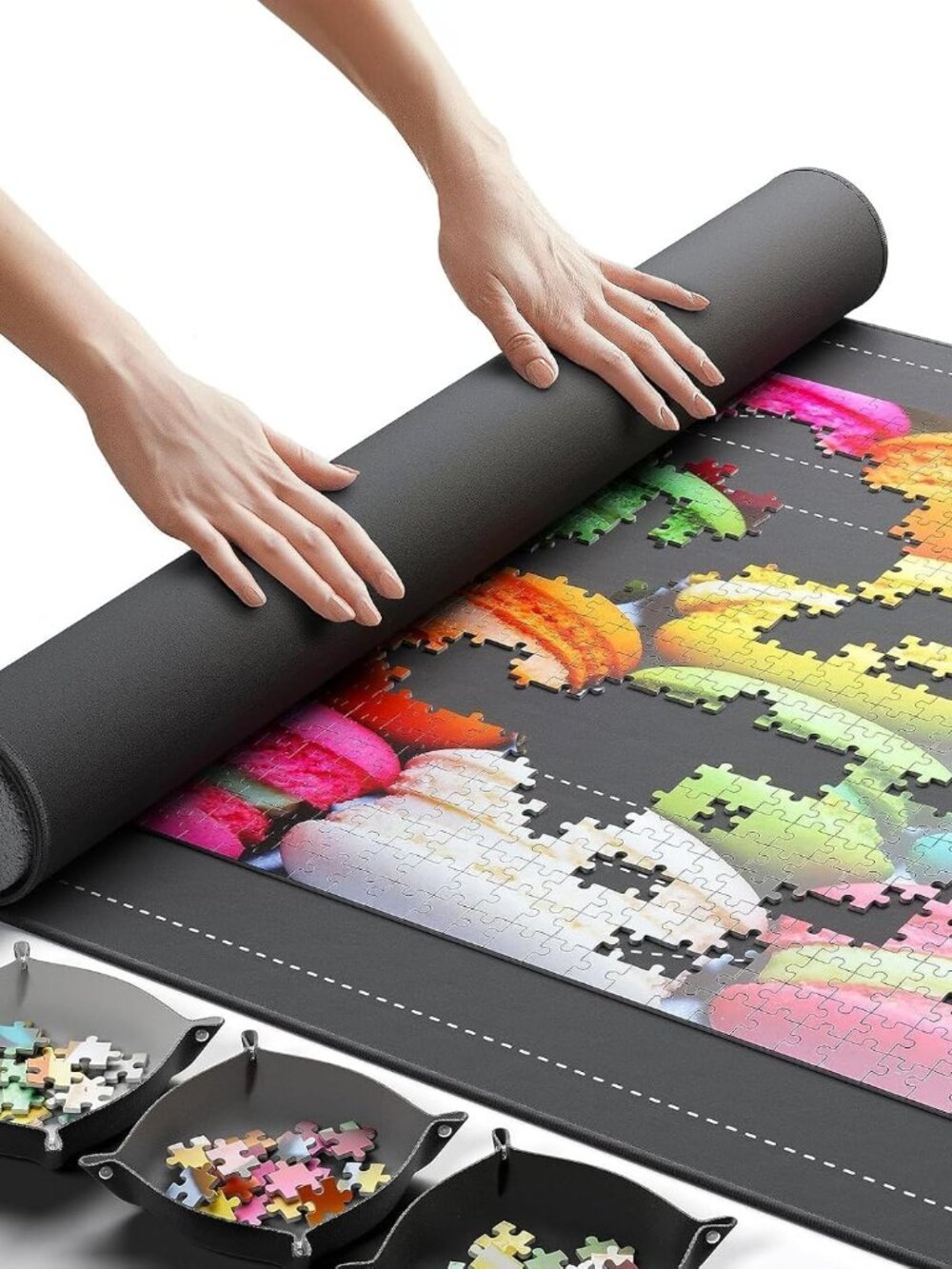 The Original Jigsaw Puzzle Mat Roll Up, Saver Pad 46” x 26” Portable Keeper Up t